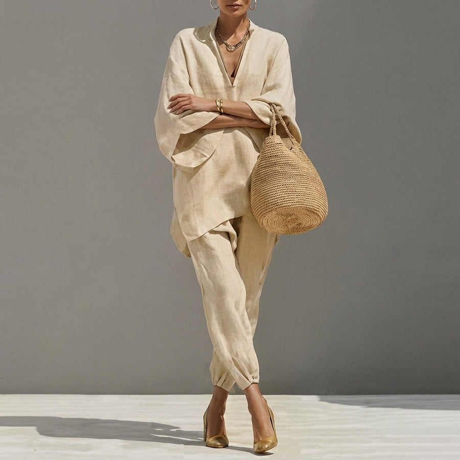 Marina | Women's Casual Two-Piece Set with V-Neck