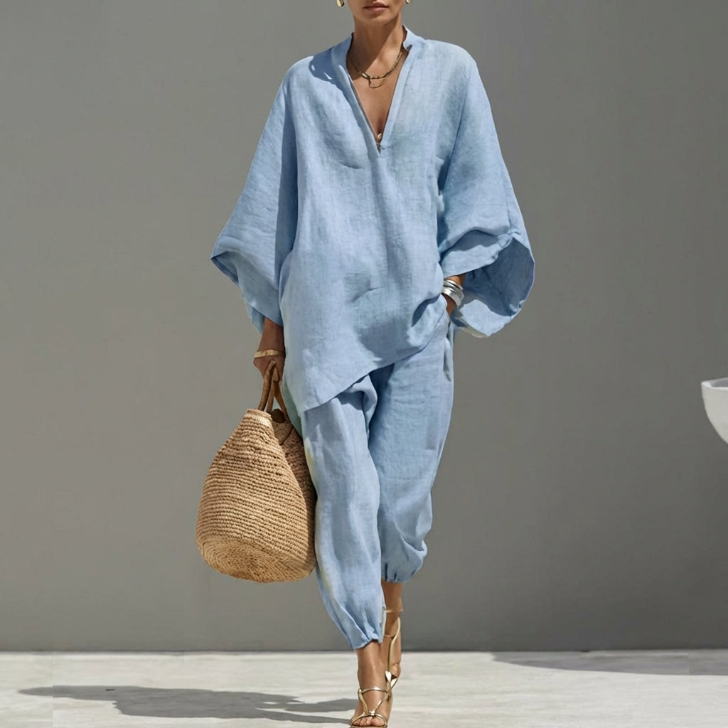 Marina | Women's Casual Two-Piece Set with V-Neck
