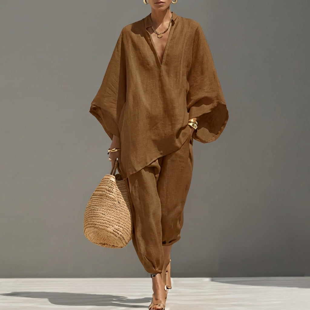 Marina | Women's Casual Two-Piece Set with V-Neck