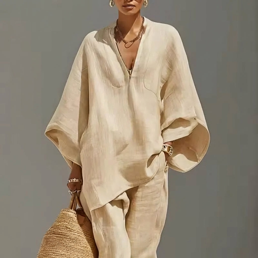 Marina | Women's Casual Two-Piece Set with V-Neck