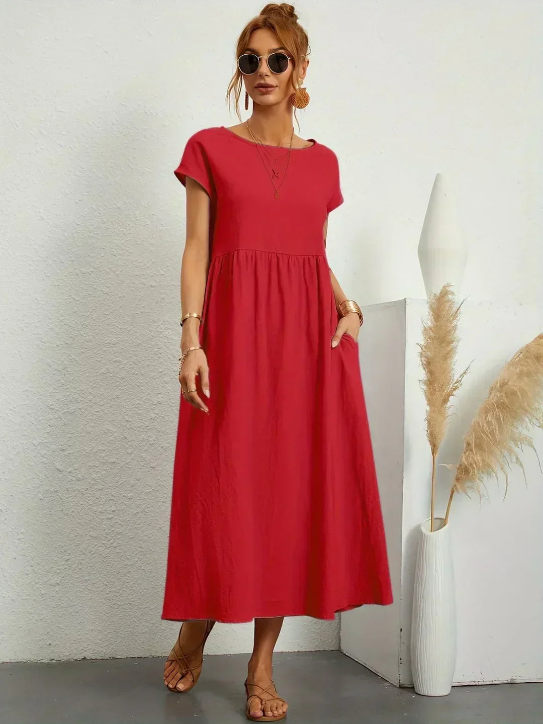 Xenia - Classic Pleated Midi Dress