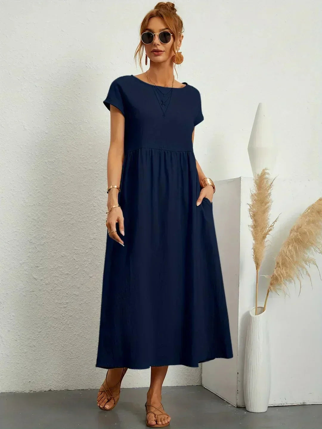 Xenia - Classic Pleated Midi Dress