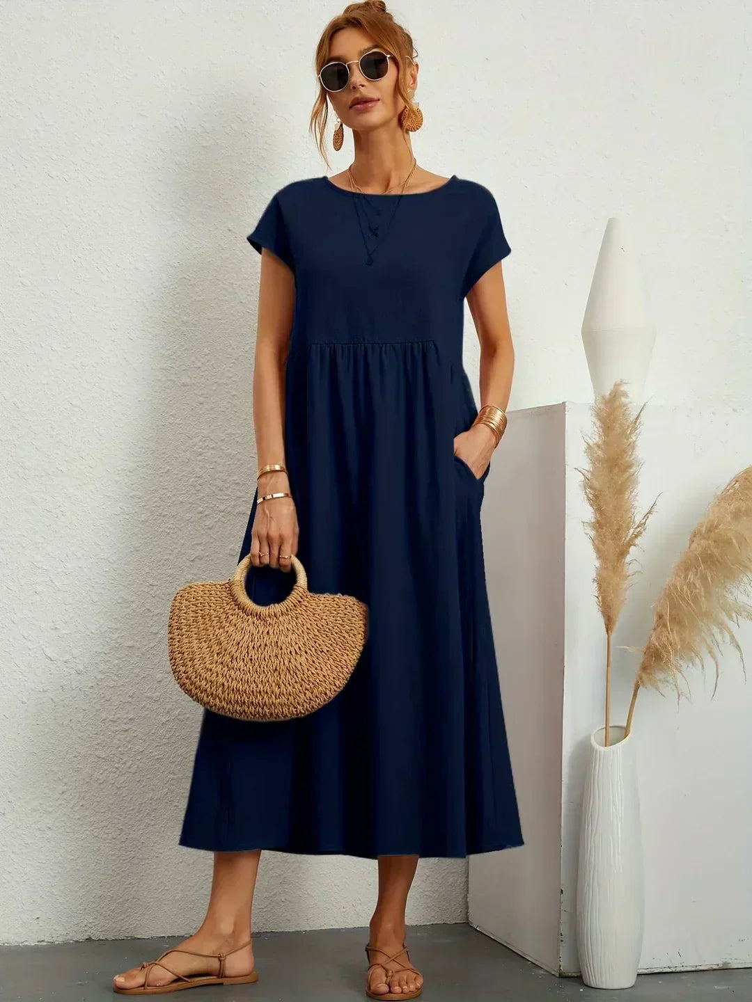 Xenia - Classic Pleated Midi Dress