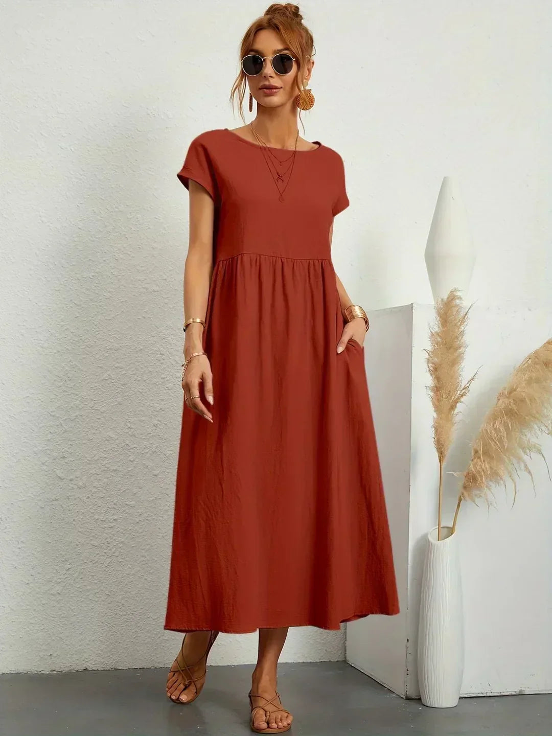 Xenia - Classic Pleated Midi Dress