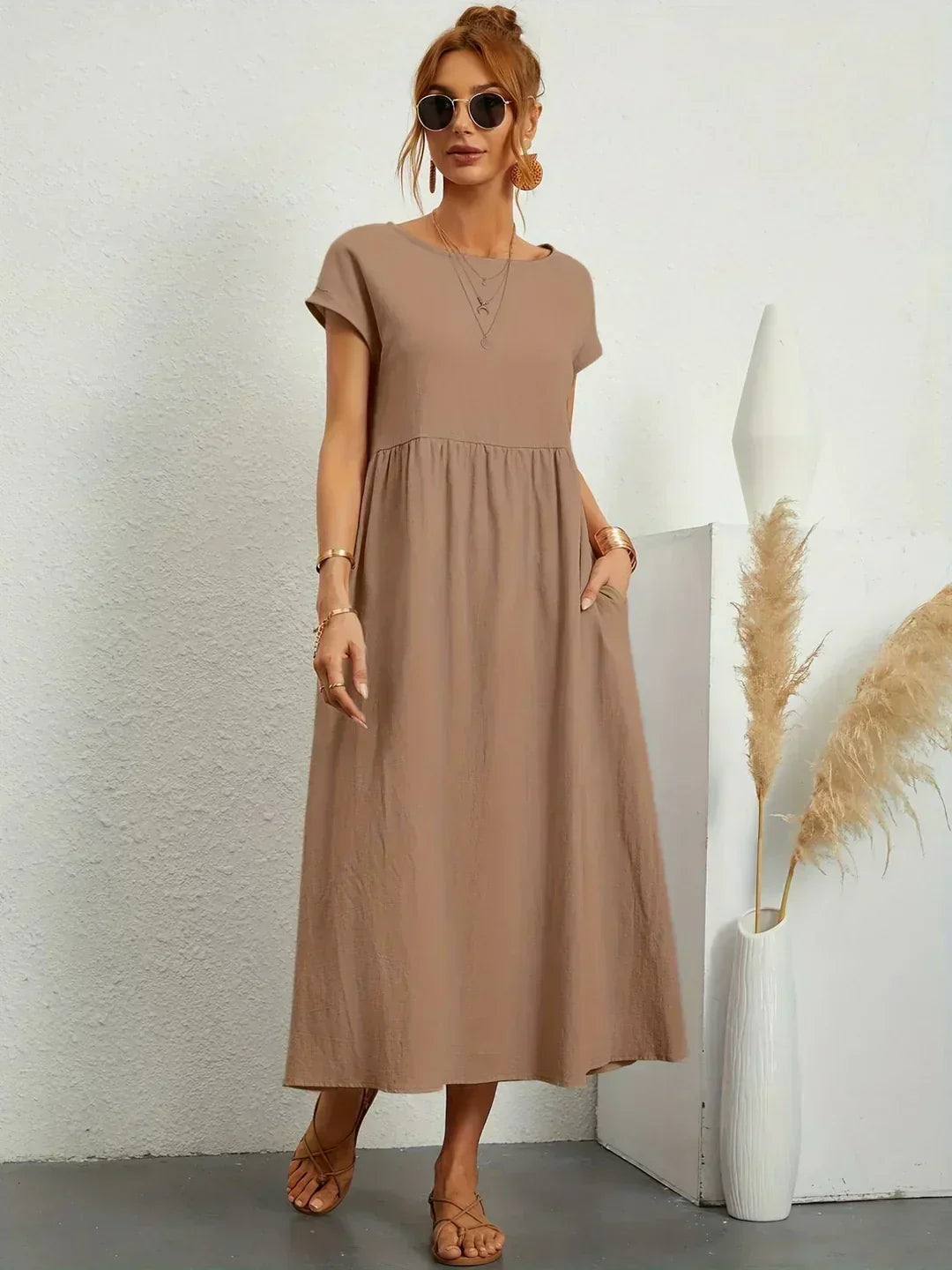 Xenia - Classic Pleated Midi Dress