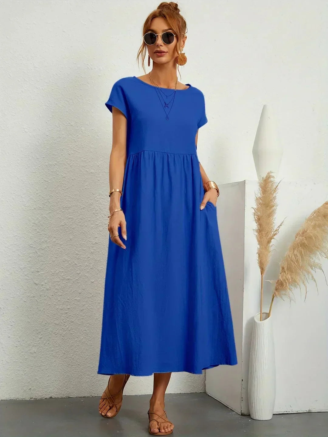 Xenia - Classic Pleated Midi Dress