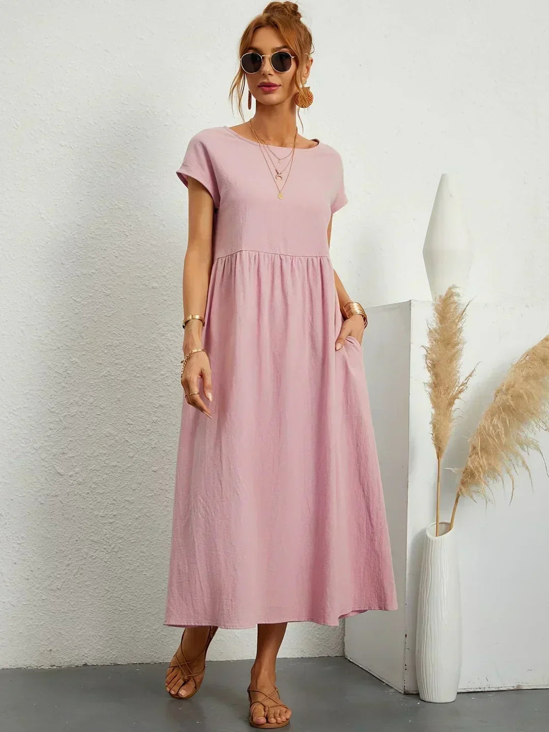Xenia - Classic Pleated Midi Dress