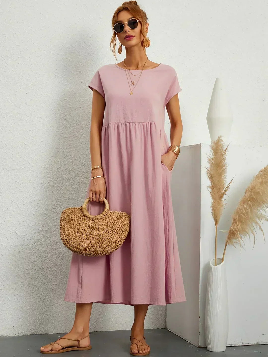 Xenia - Classic Pleated Midi Dress