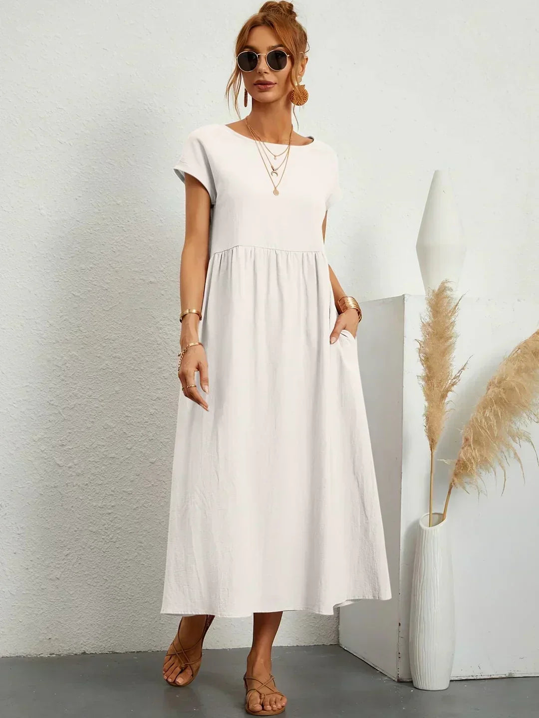 Xenia - Classic Pleated Midi Dress