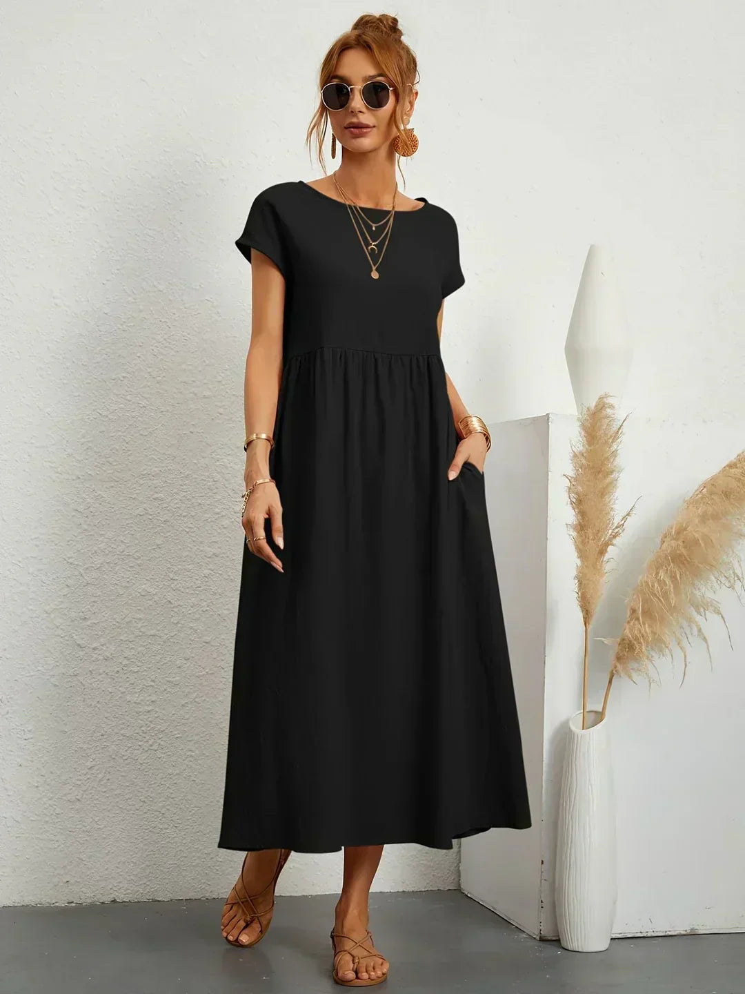 Xenia - Classic Pleated Midi Dress