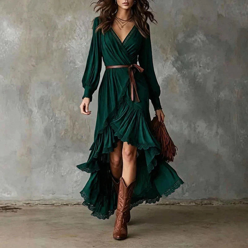 Azi | Tiered Ruffle Wrap Dress