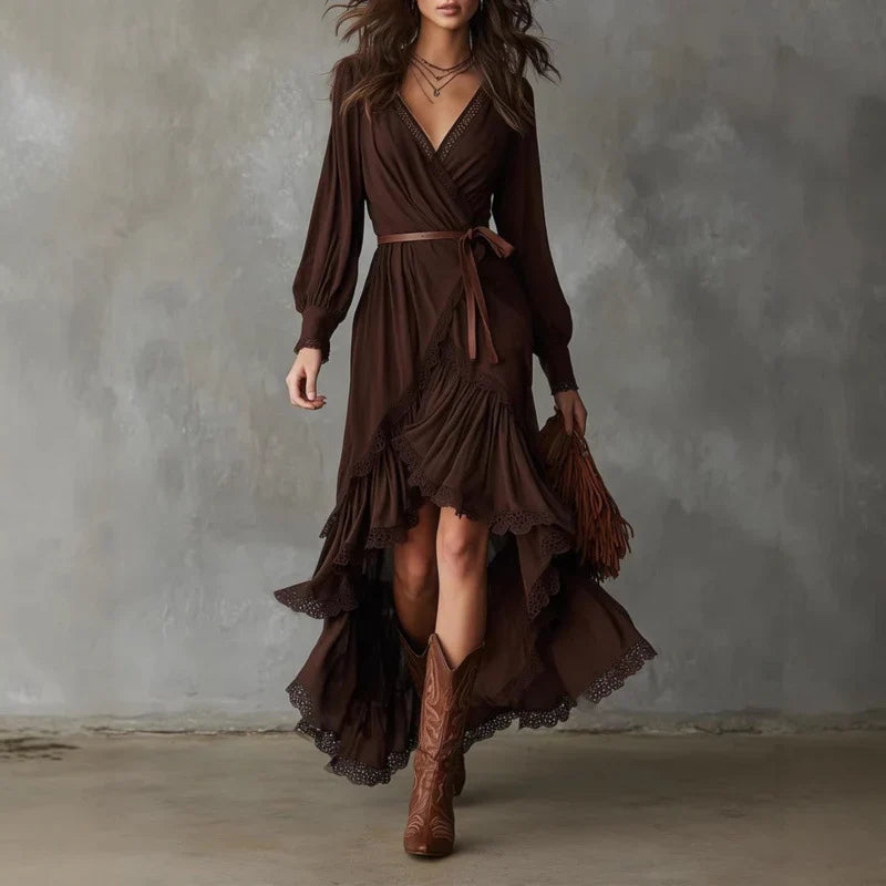Azi | Tiered Ruffle Wrap Dress