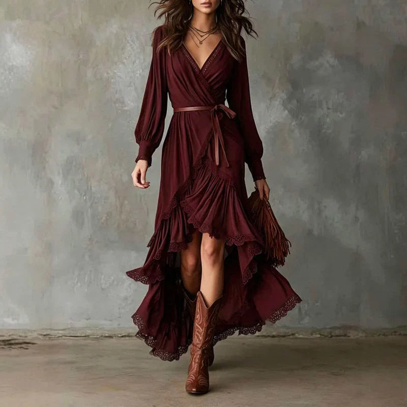 Azi | Tiered Ruffle Wrap Dress