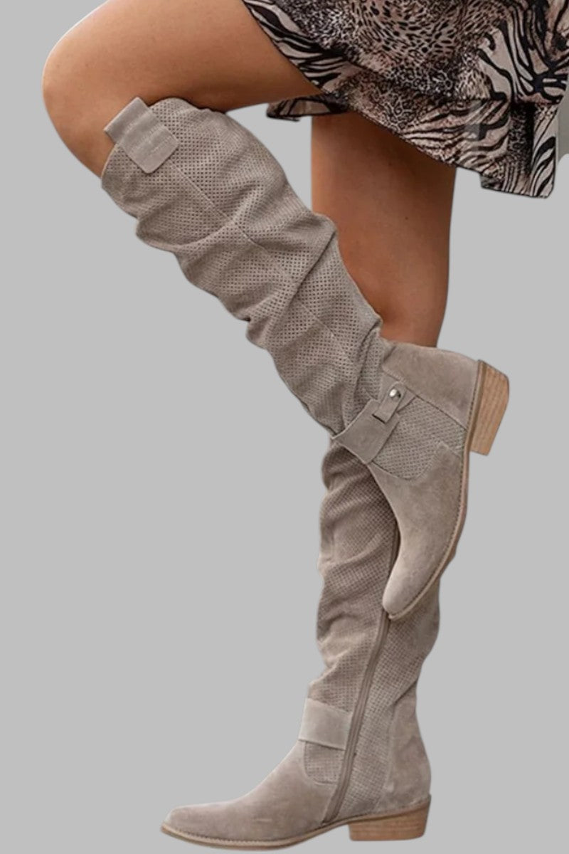 Janika™ – Vintage Suede Knee-High Boots