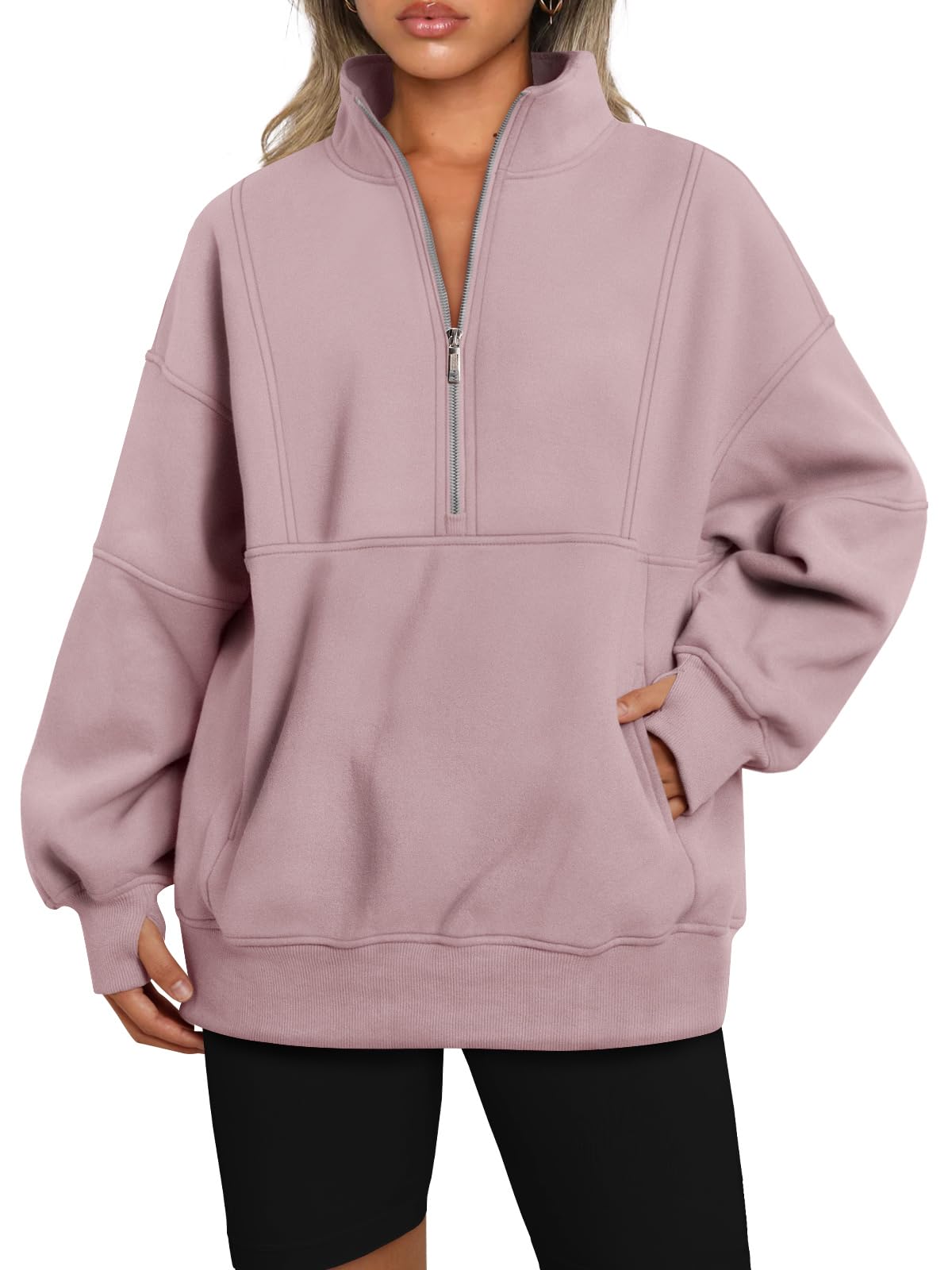Suze | Half Zip Oversized Sweatshirt with Pockets