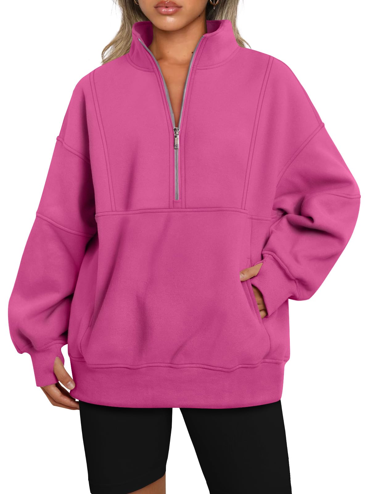 Suze | Half Zip Oversized Sweatshirt with Pockets