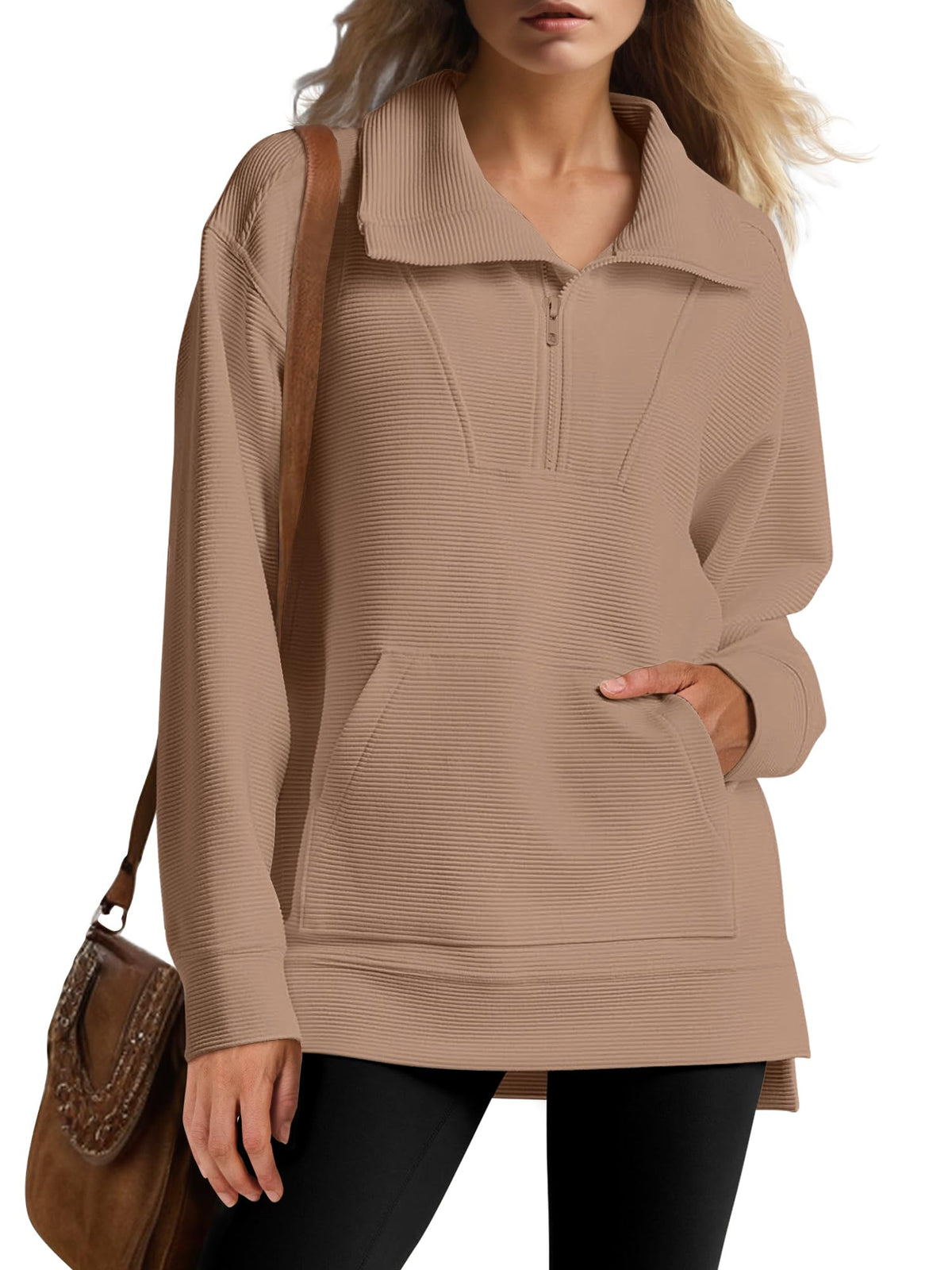 Anouk | Quarter Zip Oversized Knit Pullover
