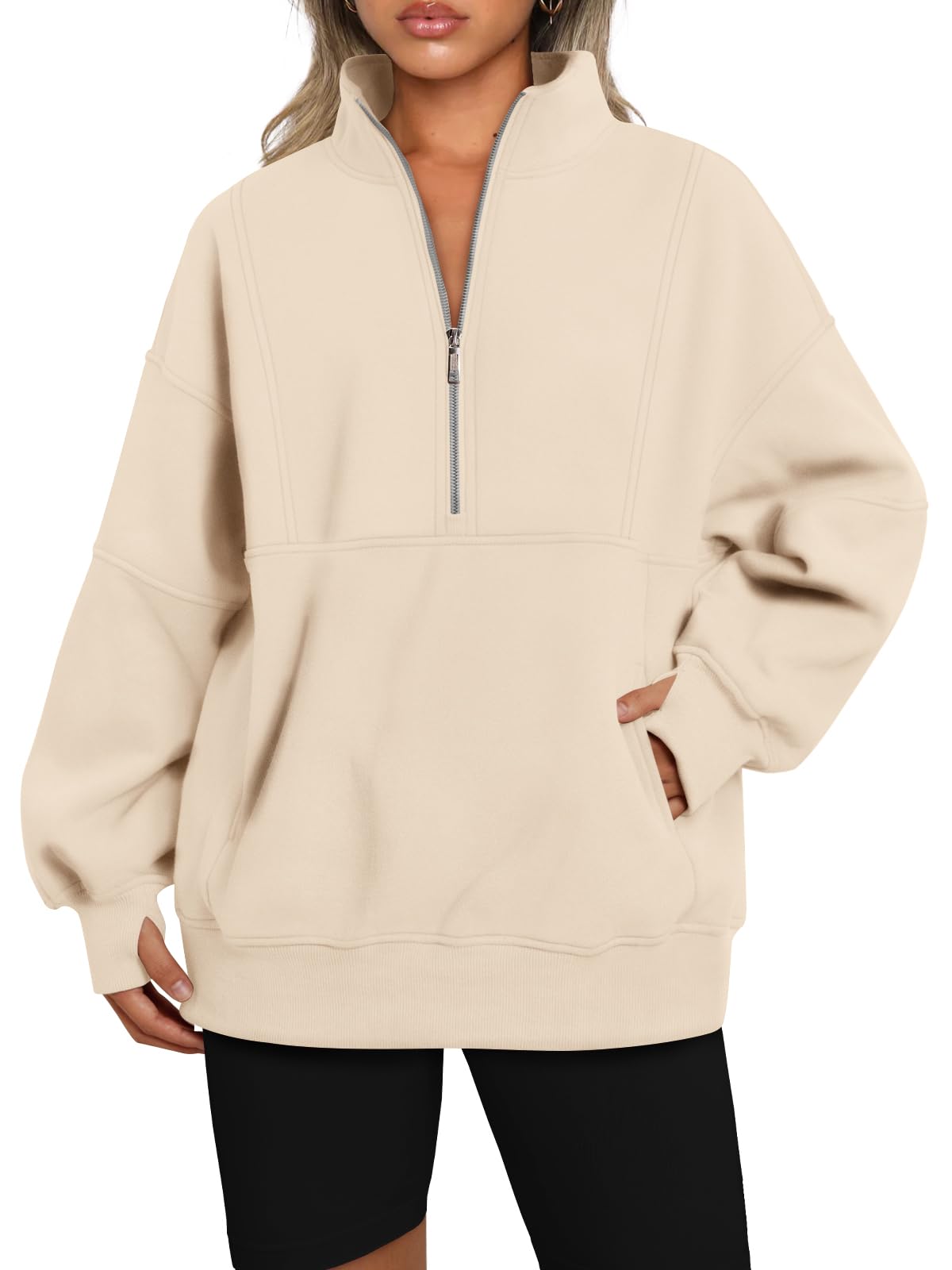 Suze | Half Zip Oversized Sweatshirt with Pockets
