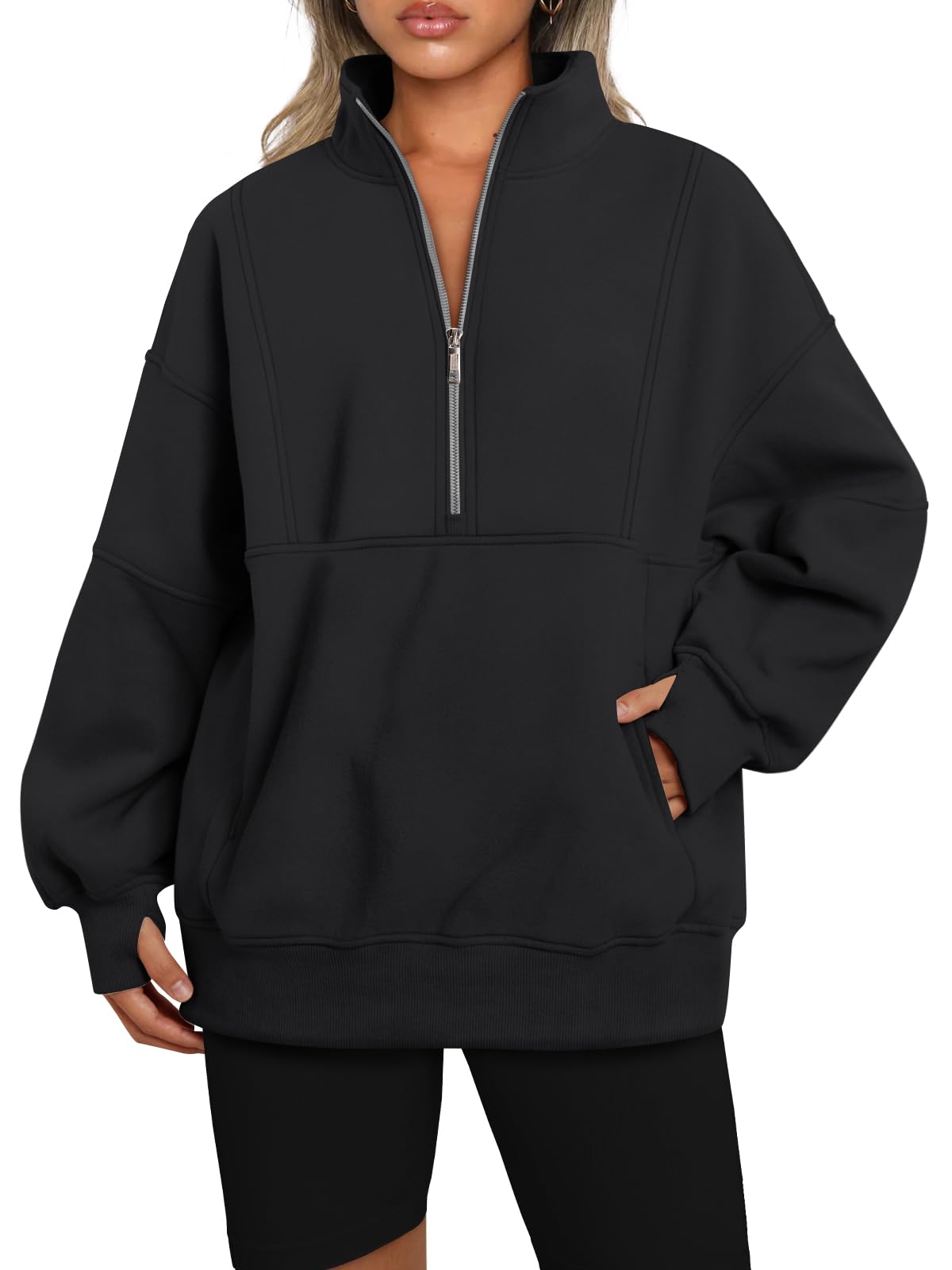 Suze | Half Zip Oversized Sweatshirt with Pockets