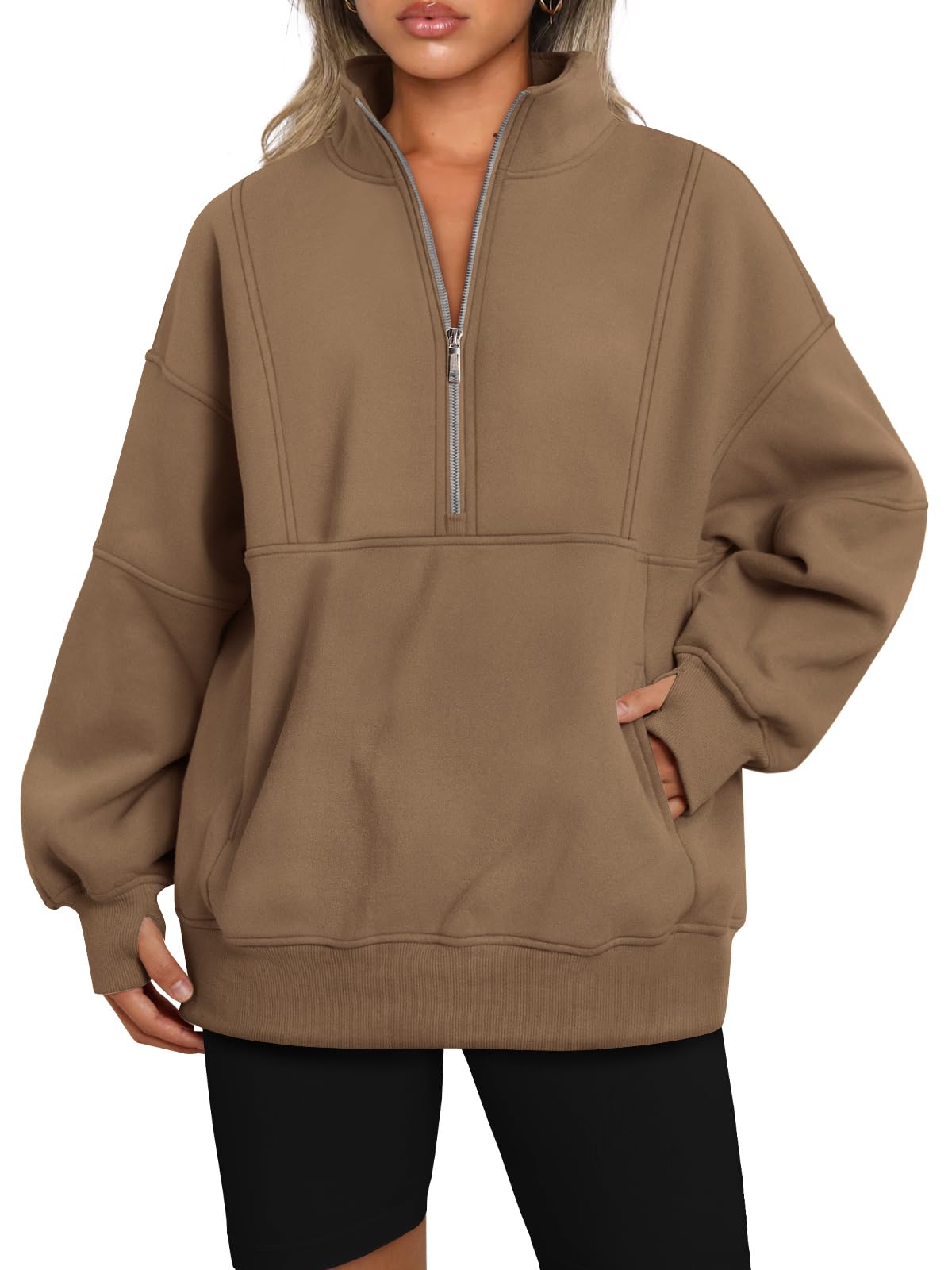 Suze | Half Zip Oversized Sweatshirt with Pockets