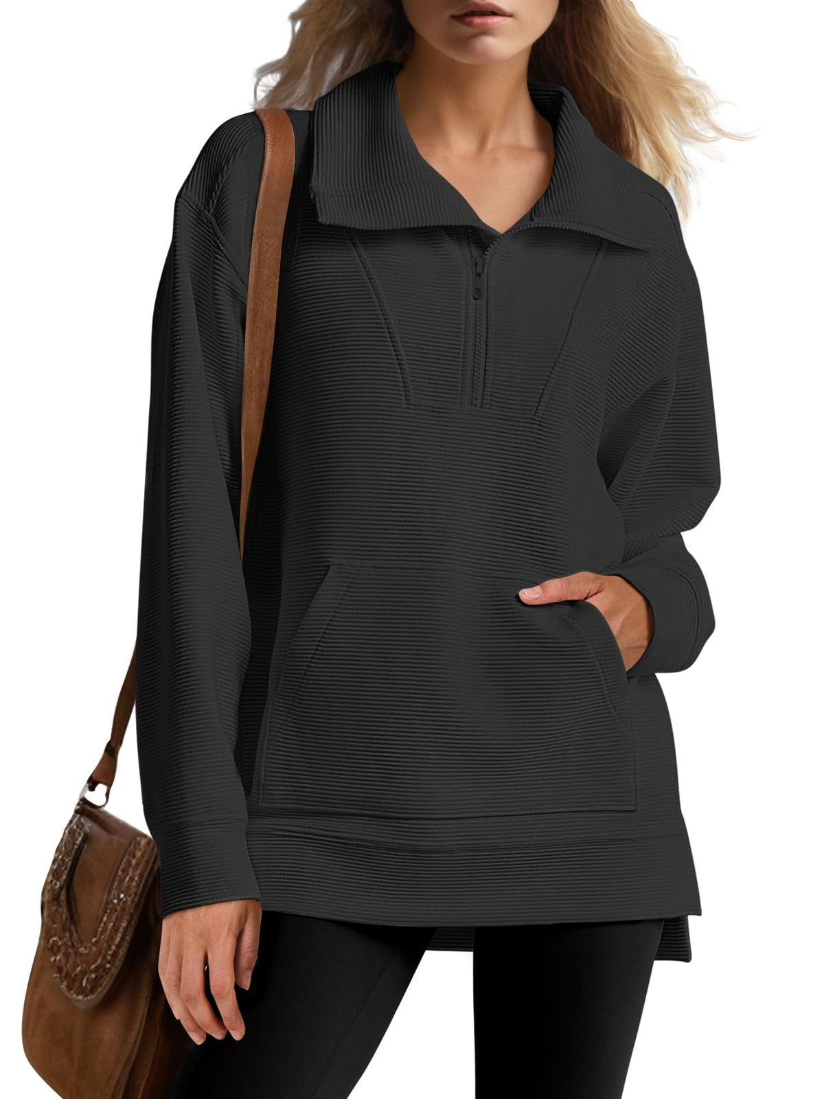Anouk | Quarter Zip Oversized Knit Pullover