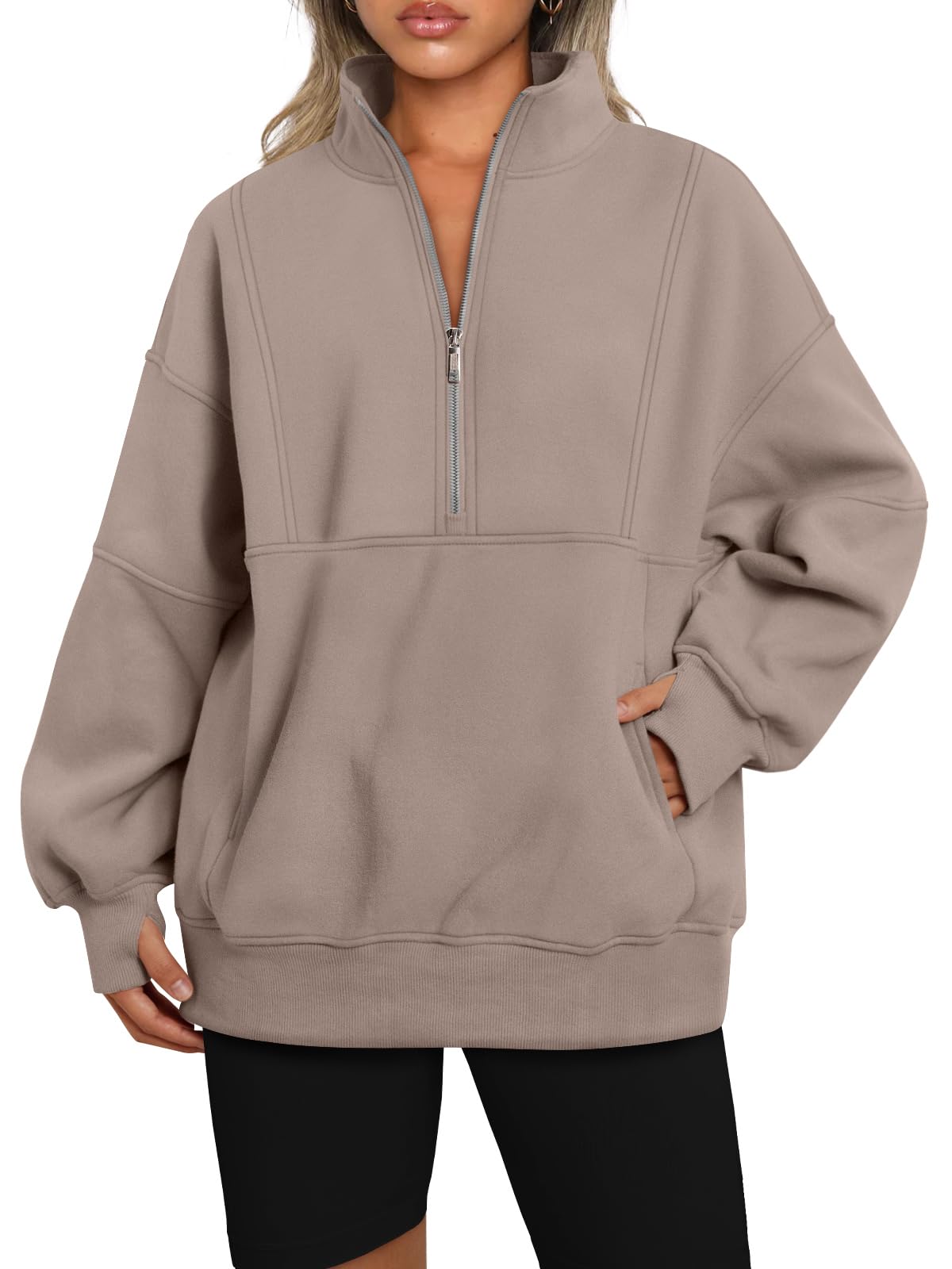Suze | Half Zip Oversized Sweatshirt with Pockets