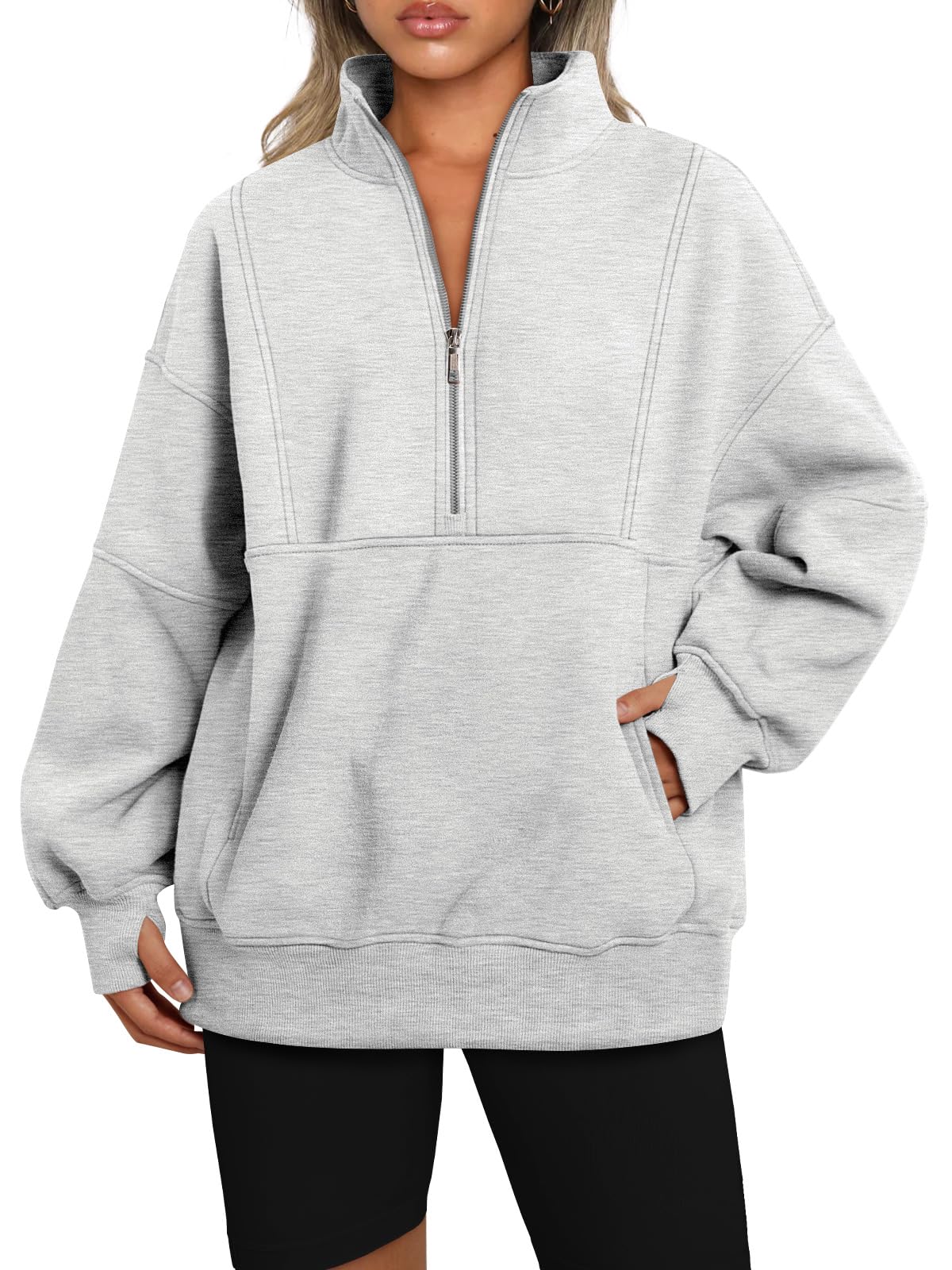 Suze | Half Zip Oversized Sweatshirt with Pockets