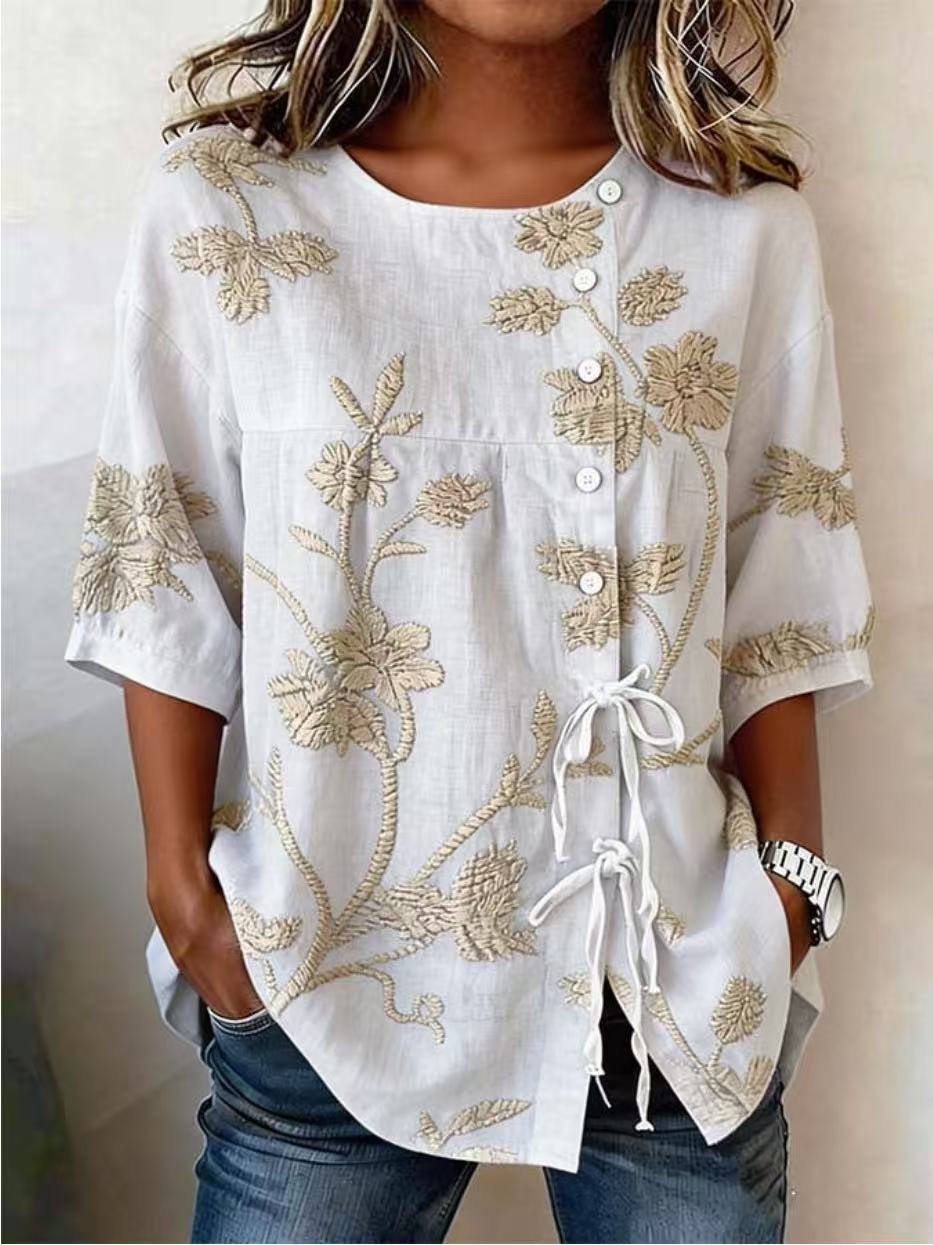 Emeline™ Soft Embroided Linen Top