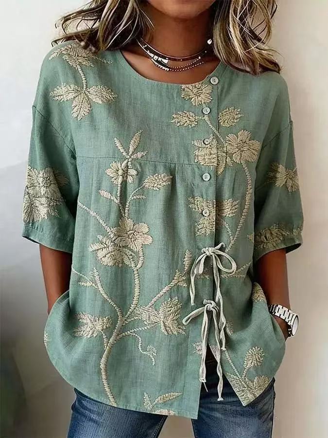 Emeline™ Soft Embroided Linen Top