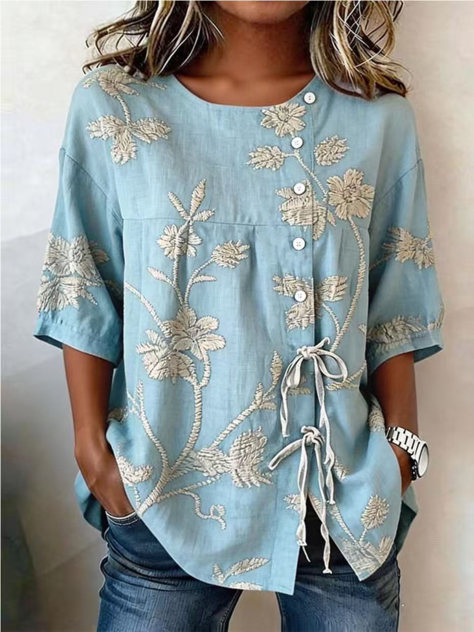 Emeline™ Soft Embroided Linen Top