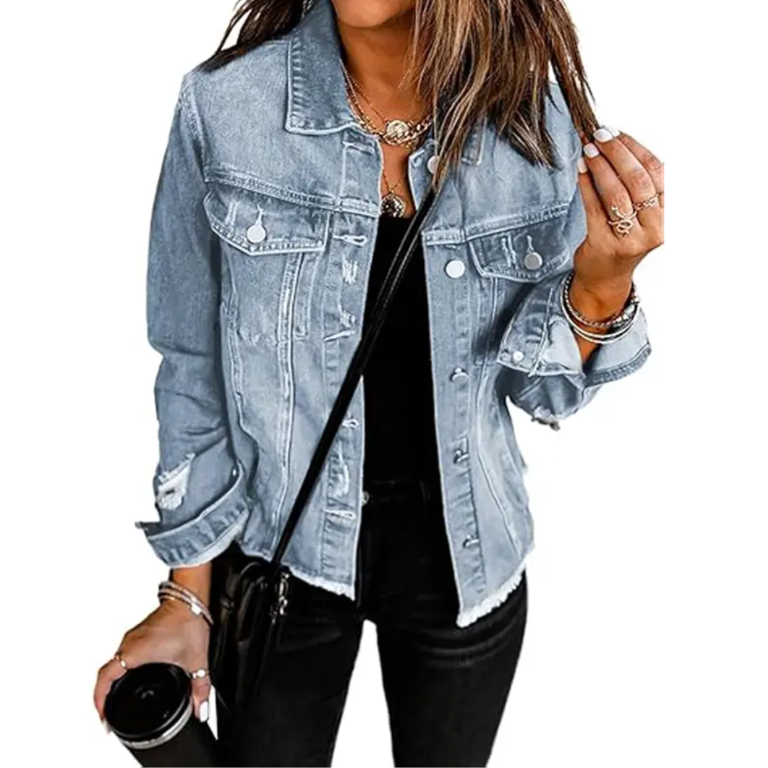 Miley - Distressed Denim Jacket