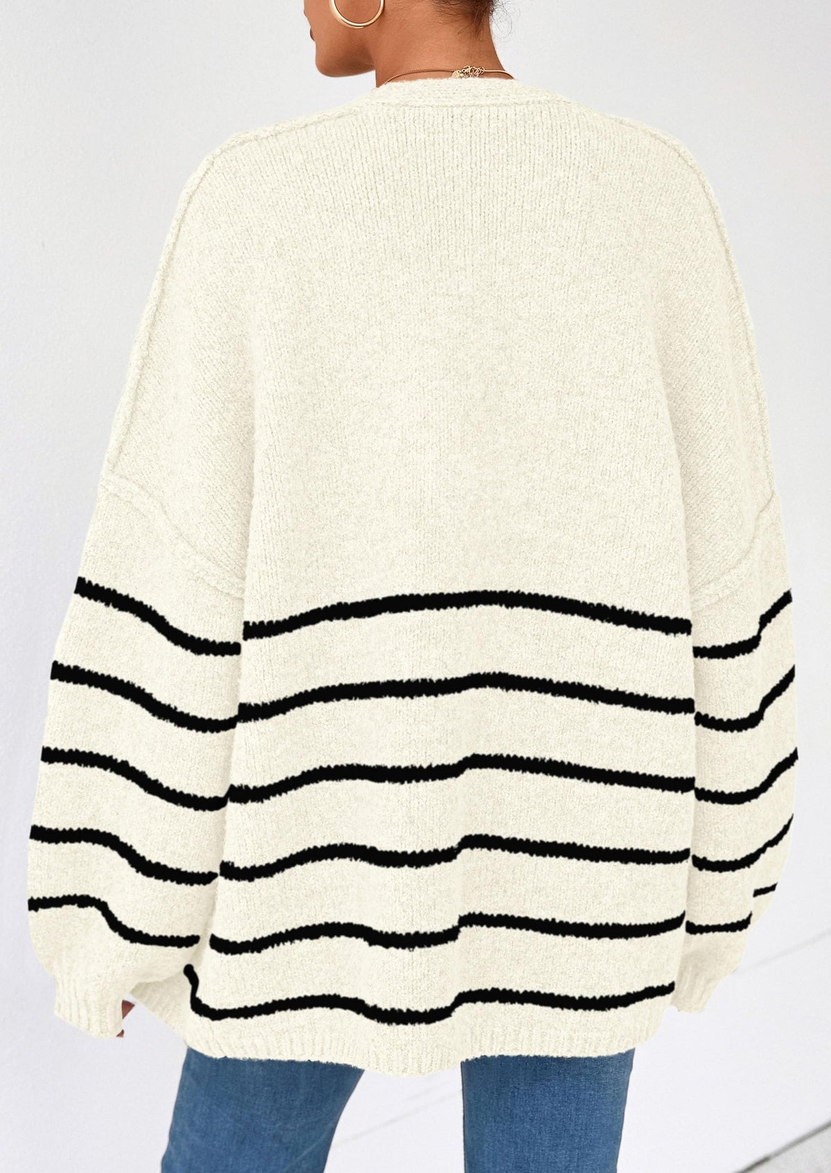 Cathlyn | Oversized Balloon Sleeve Striped Cardigan