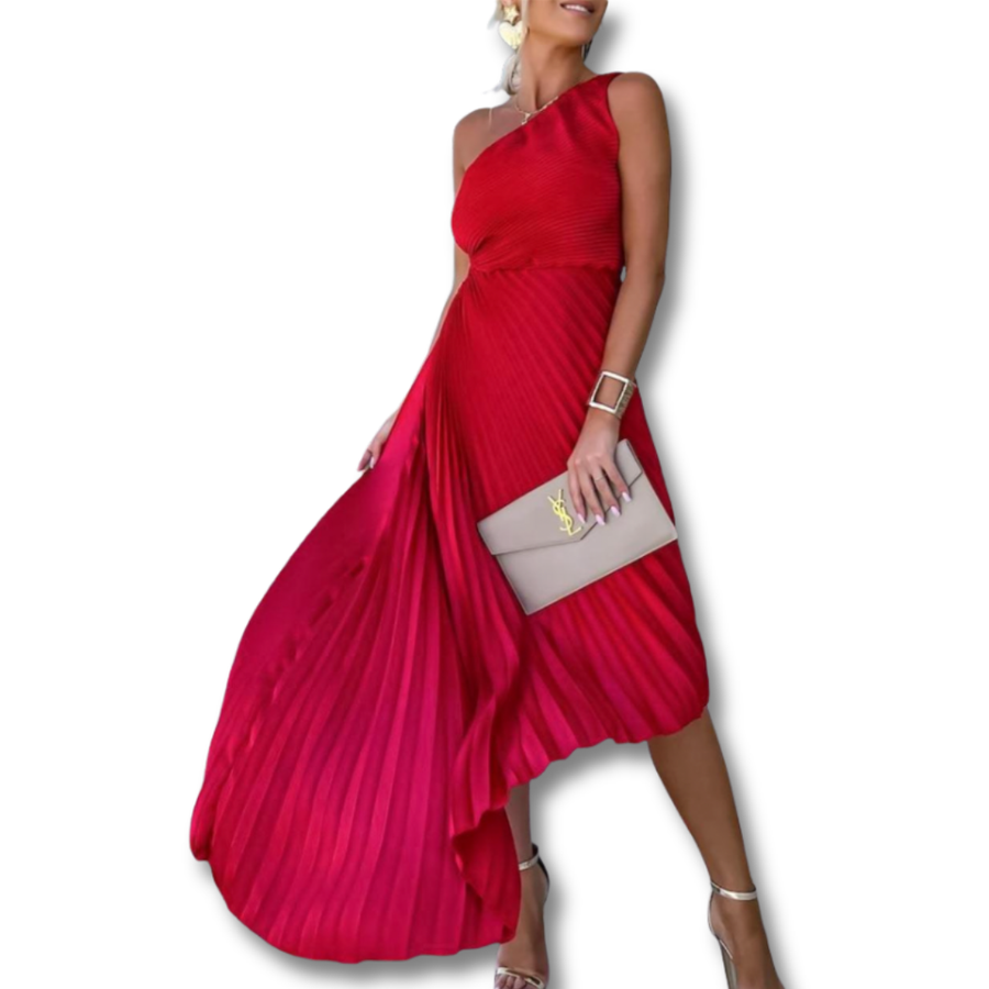 Halisa | One Shoulder Pleated Summer Cocktail Dress
