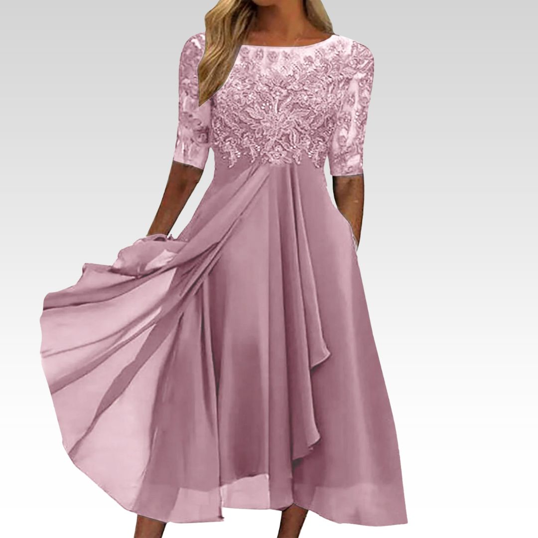 Scarlett™ - Lace Sleeve Midi Dress