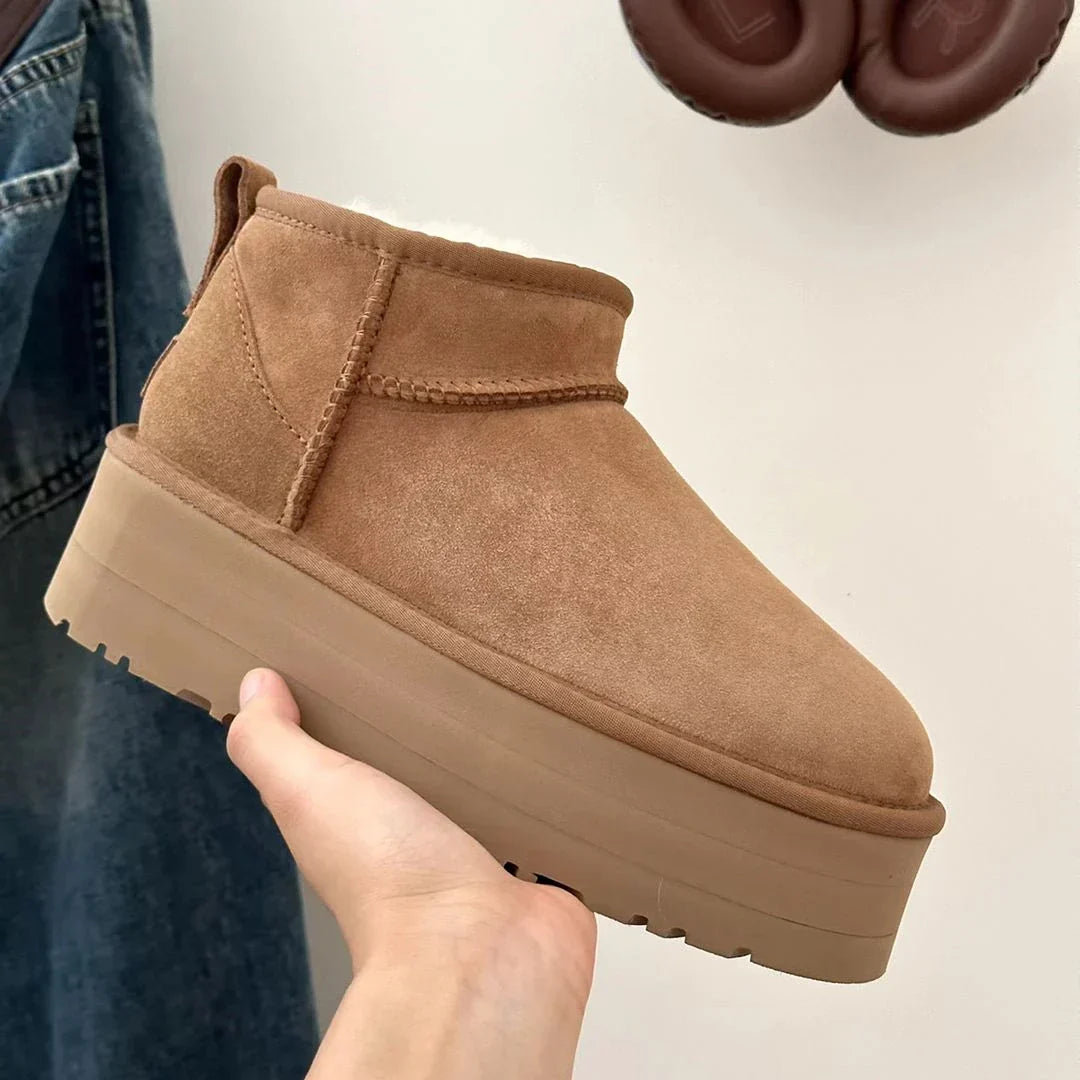 Tess | Cozy Ankle Boots Shearling Suede Chunky Sole