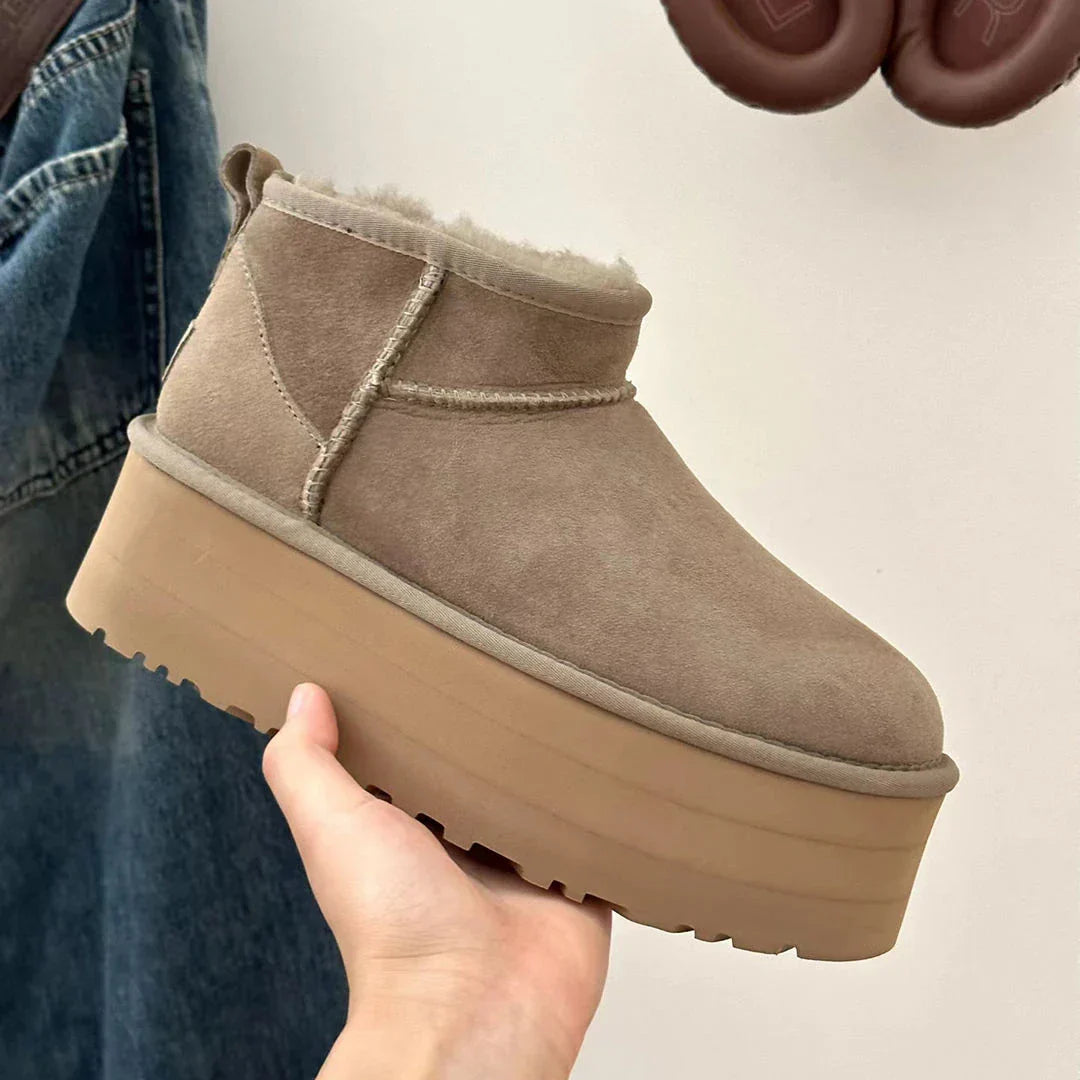 Faye | Cozy Ankle Boots Shearling Suede Chunky Sole