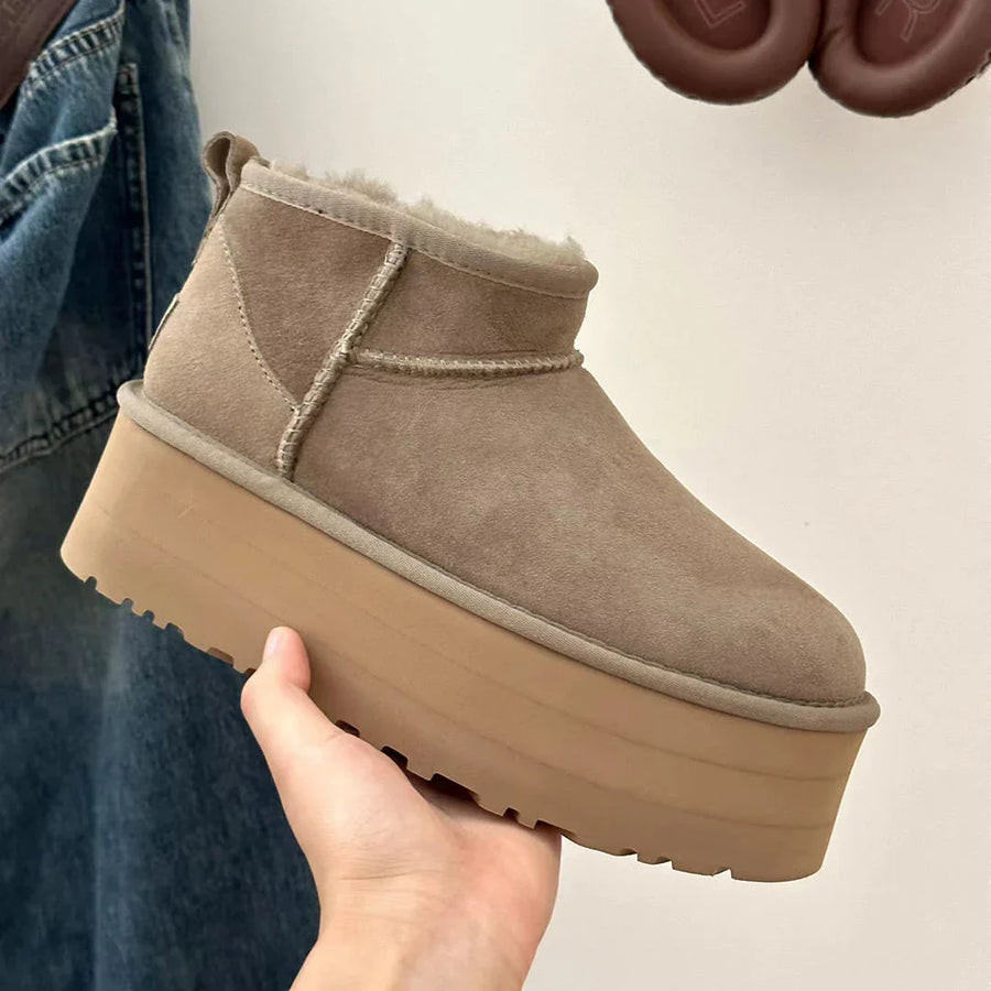 Faye | Cozy Ankle Boots Shearling Suede Chunky Sole