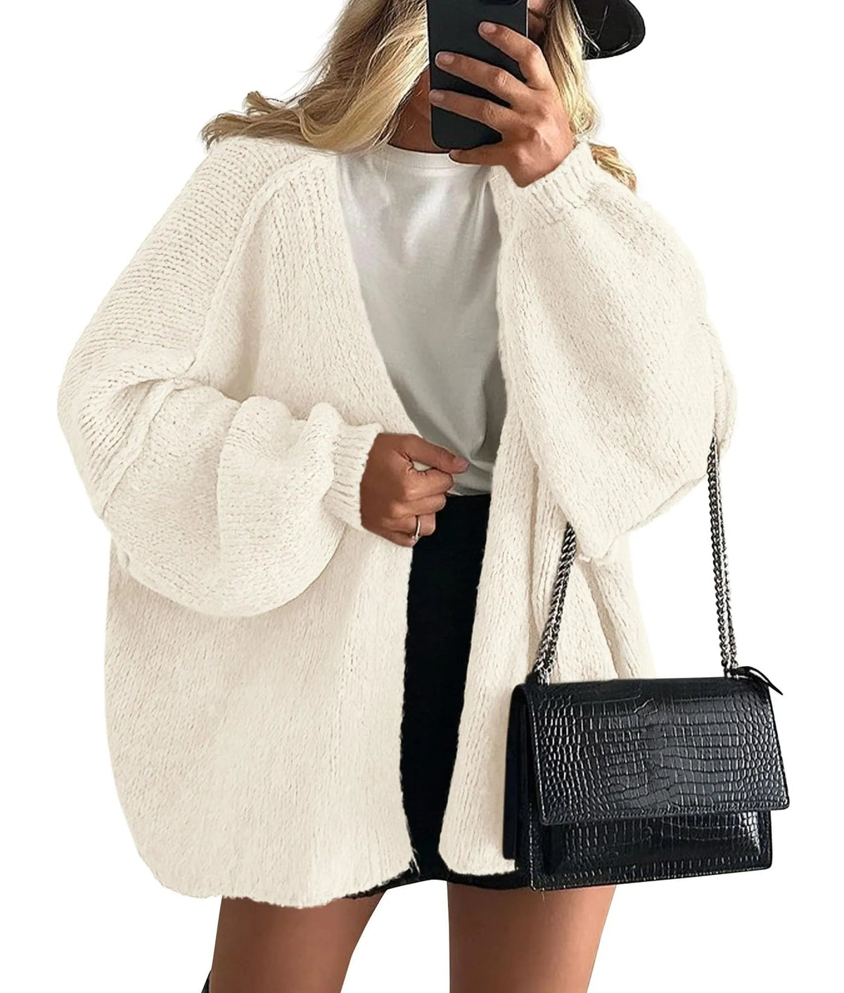 Elly | Oversized Lantern Sleeve Cardigan