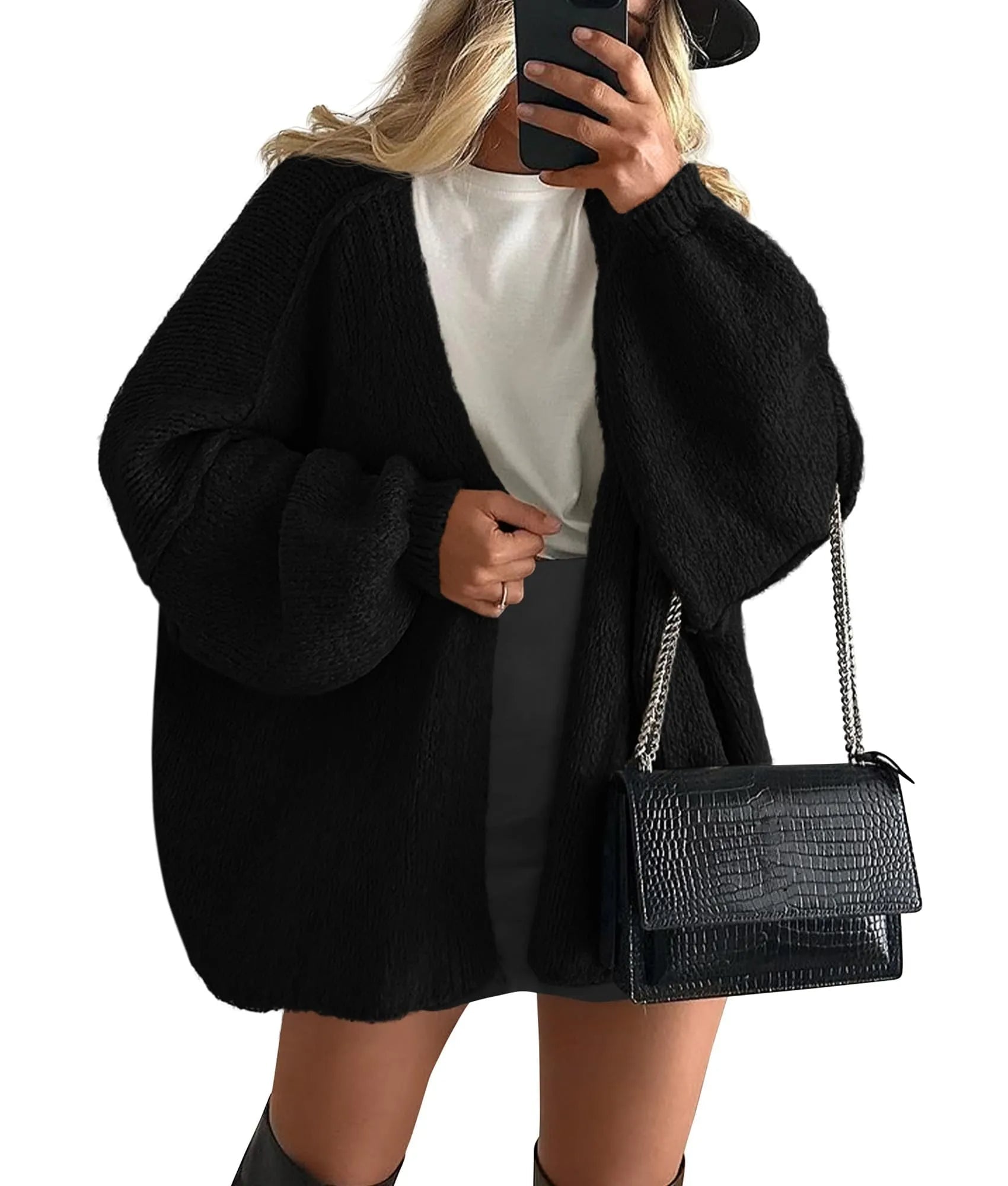 Elly | Oversized Lantern Sleeve Cardigan