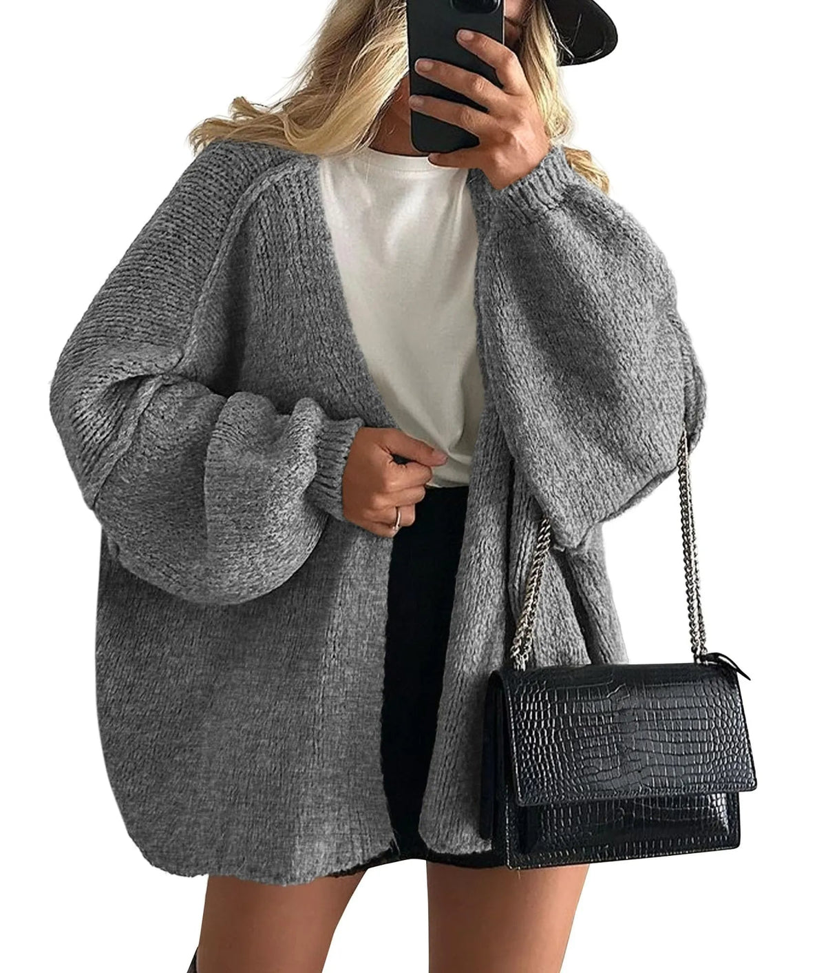 Elly | Oversized Lantern Sleeve Cardigan