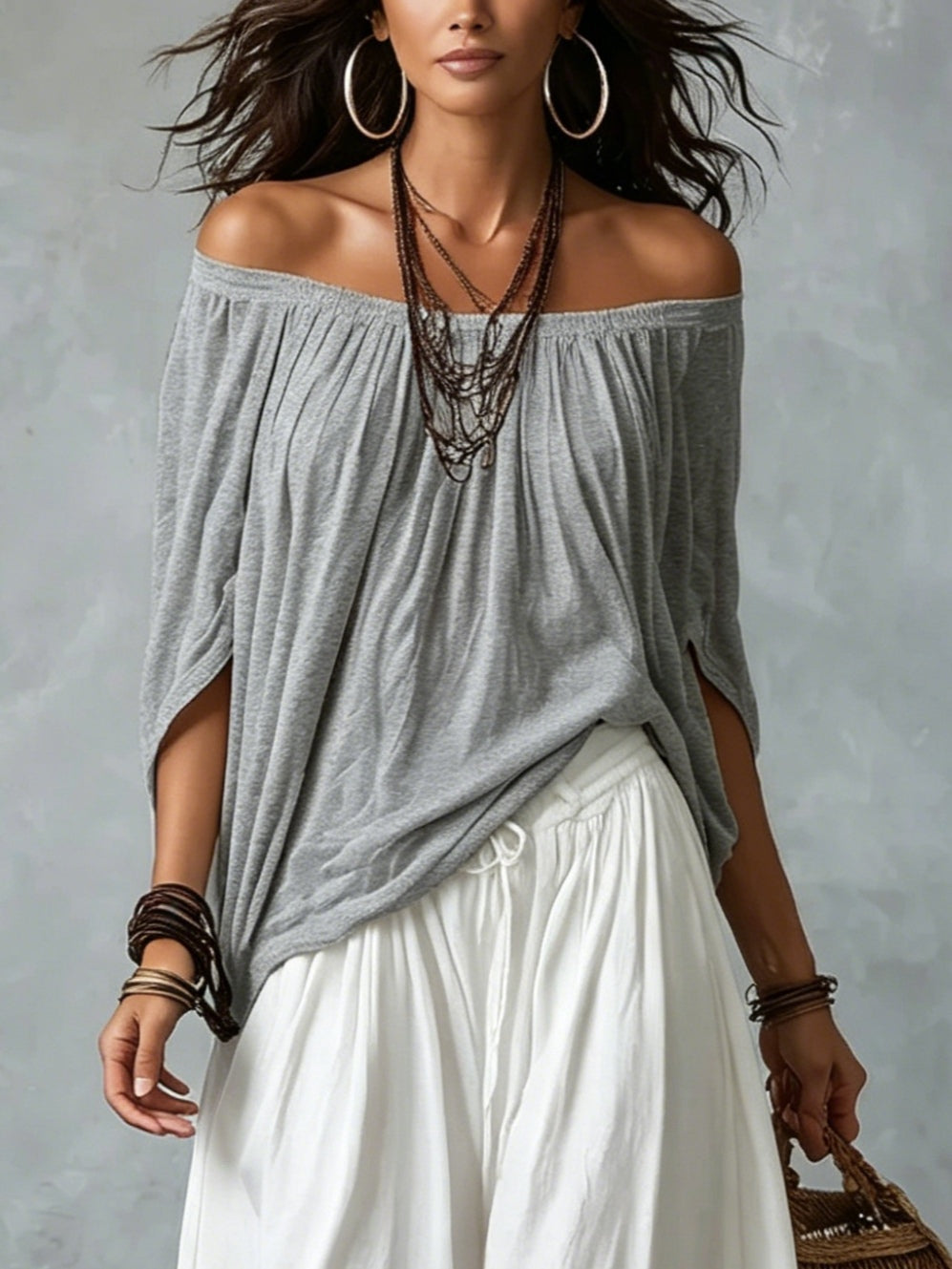 BRIELLE | OFF-SHOULDER TOP & WIDE-LEG PANTS SET FOR WOMEN