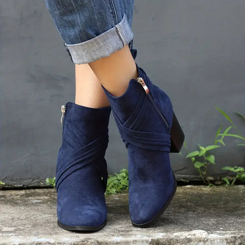 Women’s Side Zip Chunky Heel Ankle Boots