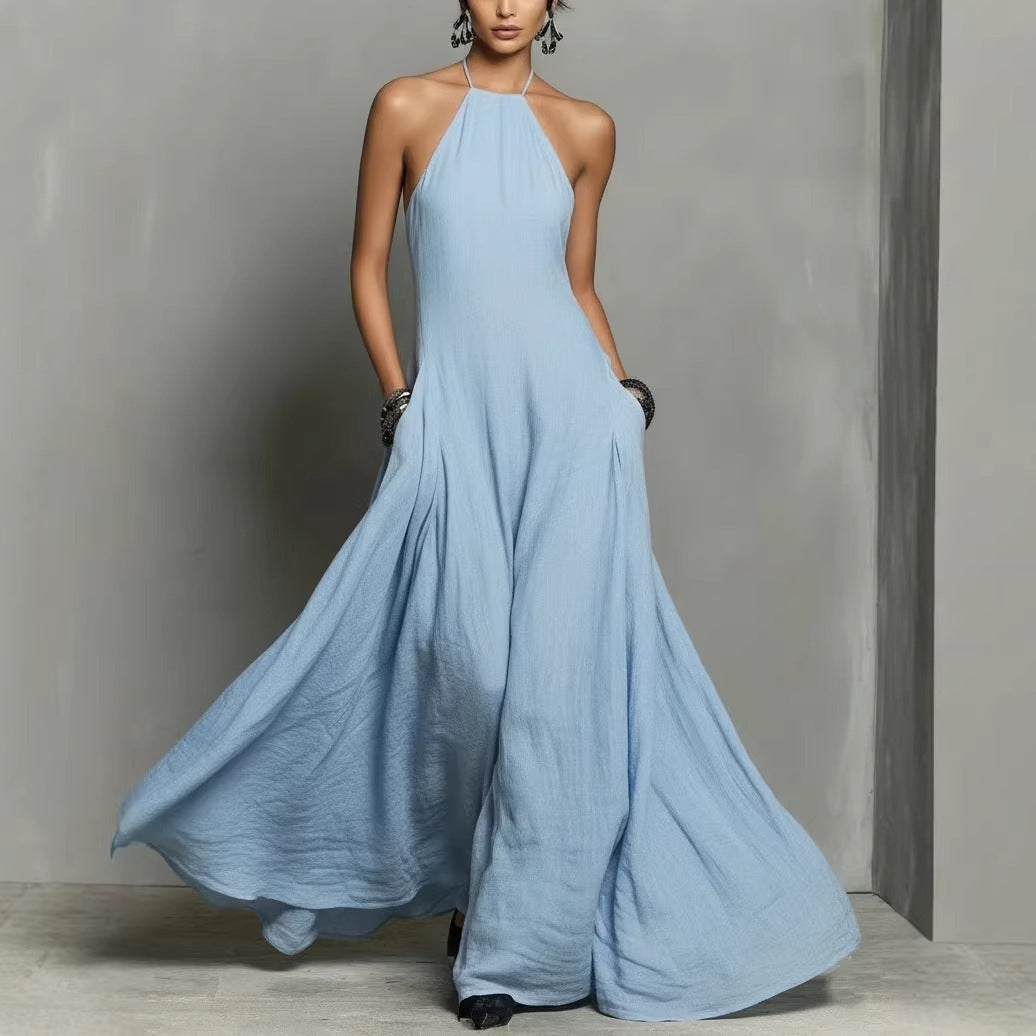 The Lewis & Kelly Midnight Grace Halter Maxi Dress