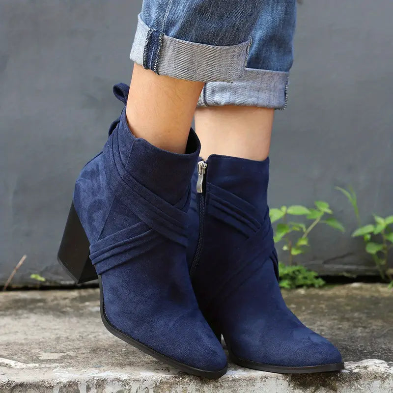 Women’s Side Zip Chunky Heel Ankle Boots