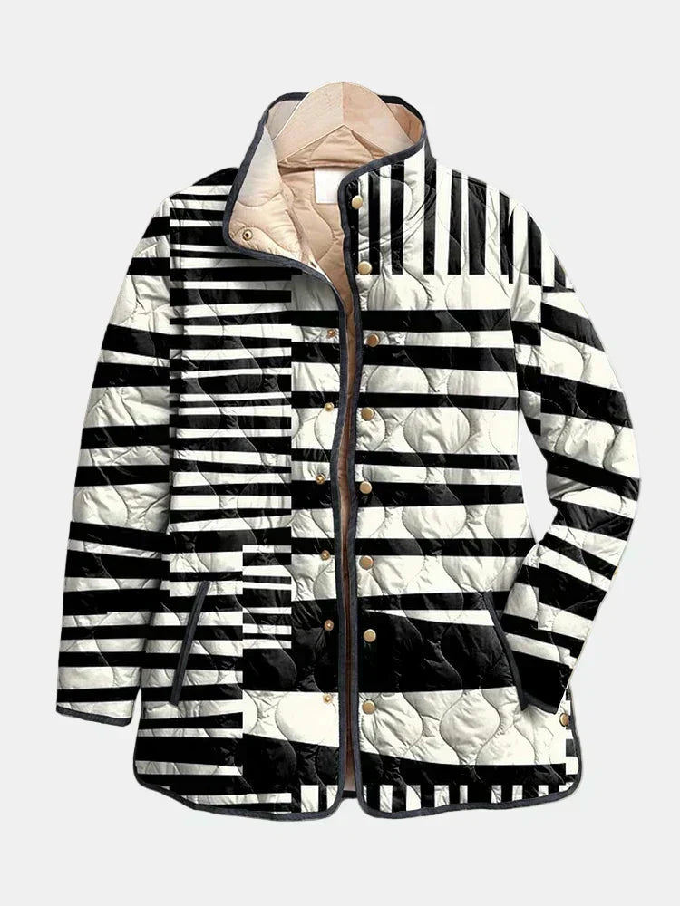 Moxanne™ | Black and White Abstract Quilted Jacket