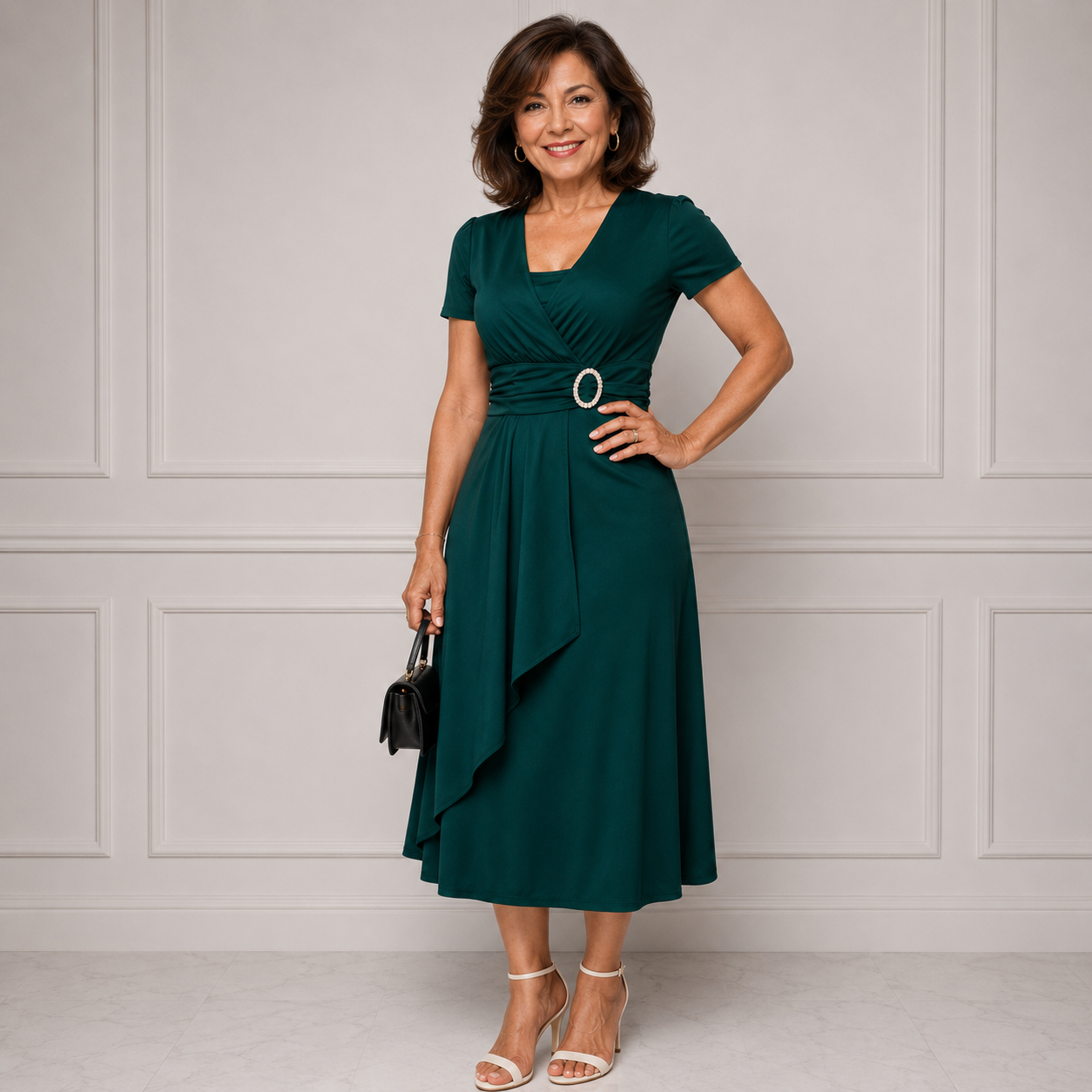 Celestine™ Rhinestone Waist Midi Dress