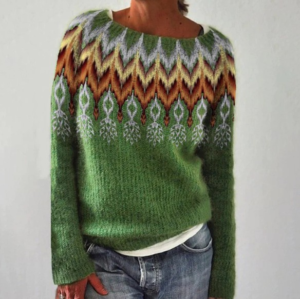 Women’s Patterned Crewneck Pullover Sweater