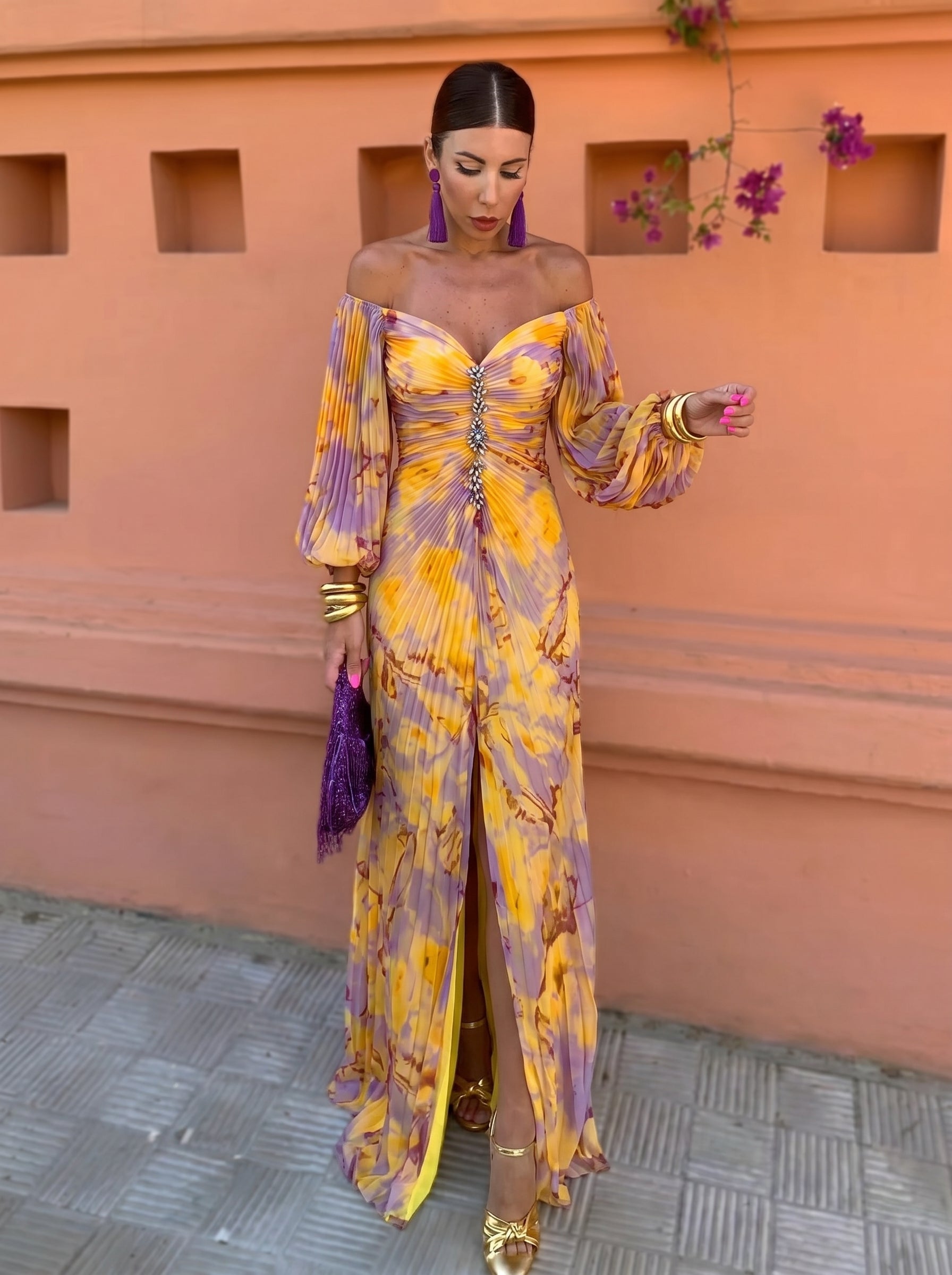 Gregoria | Floral Pleated Maxi Dress