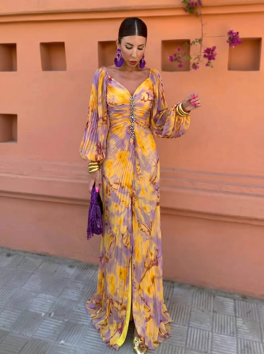 Gregoria | Floral Pleated Maxi Dress