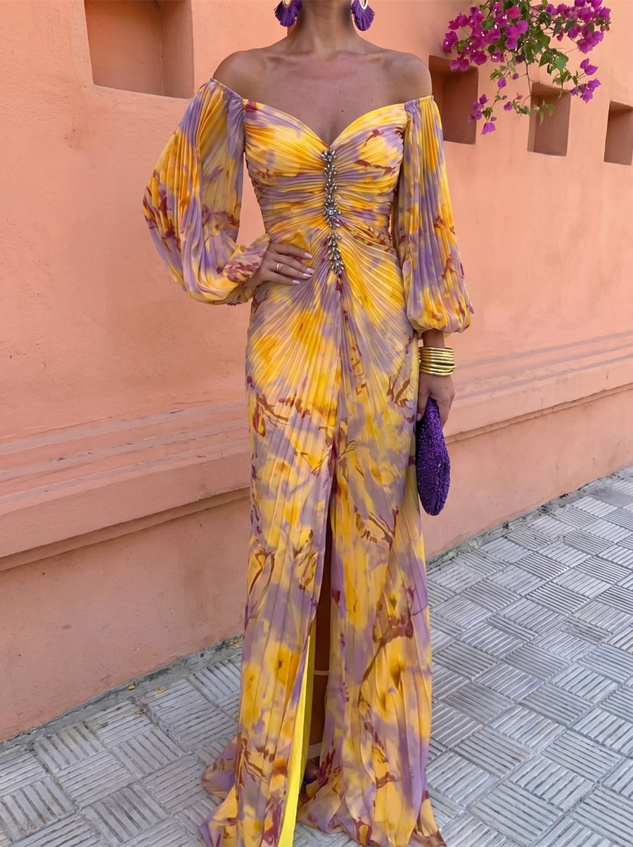 Gregoria | Floral Pleated Maxi Dress